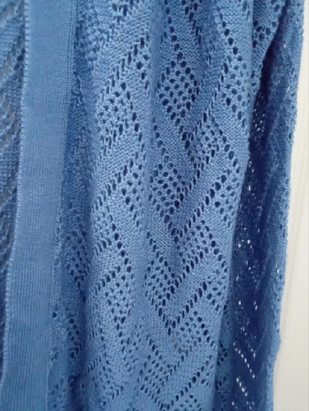 Cyrus Women's Sky Blue Open-Front Pointelle Knit Cardigan Medium - Picture 6 of 10